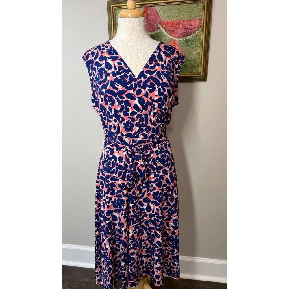 Leota Finnley Sleeveless Jersey Faux Wrap Dress Women's Size Medium